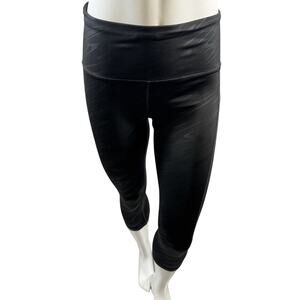 Gap GapFit gFast Liquid Shine Pattern leggings Black M gym workout 73-13
